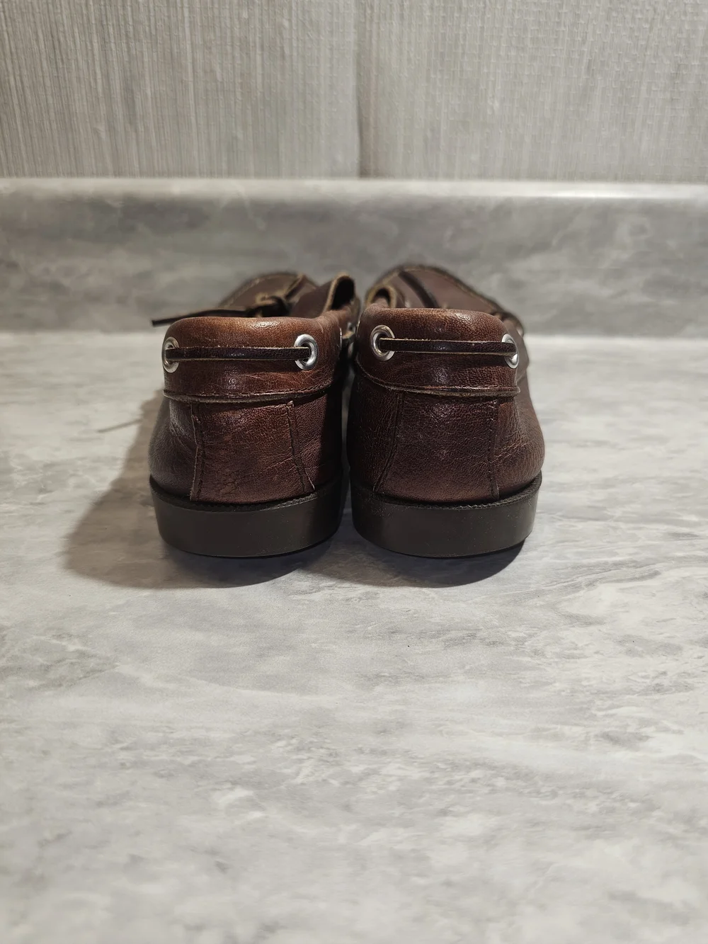 L.L. Bean Men's Dark Brown Leather Boat Shoes  - S48